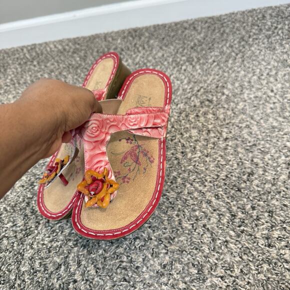 Lartiste Aldora Sandals Pink Leather Floral Colorful Thongs Slip On 30 US 8.5 - Picture 9 of 10